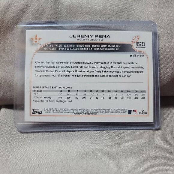 Jeremy Peña Houston Astros Rookie card - 2022 Topps Update Series #US253 - Picture 5 of 8